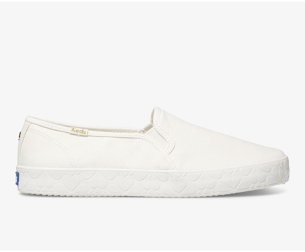 Slip Ons Keds Femme Blanche - Kate Spade New York Double Decker Logo Foxing - 824-KARPME